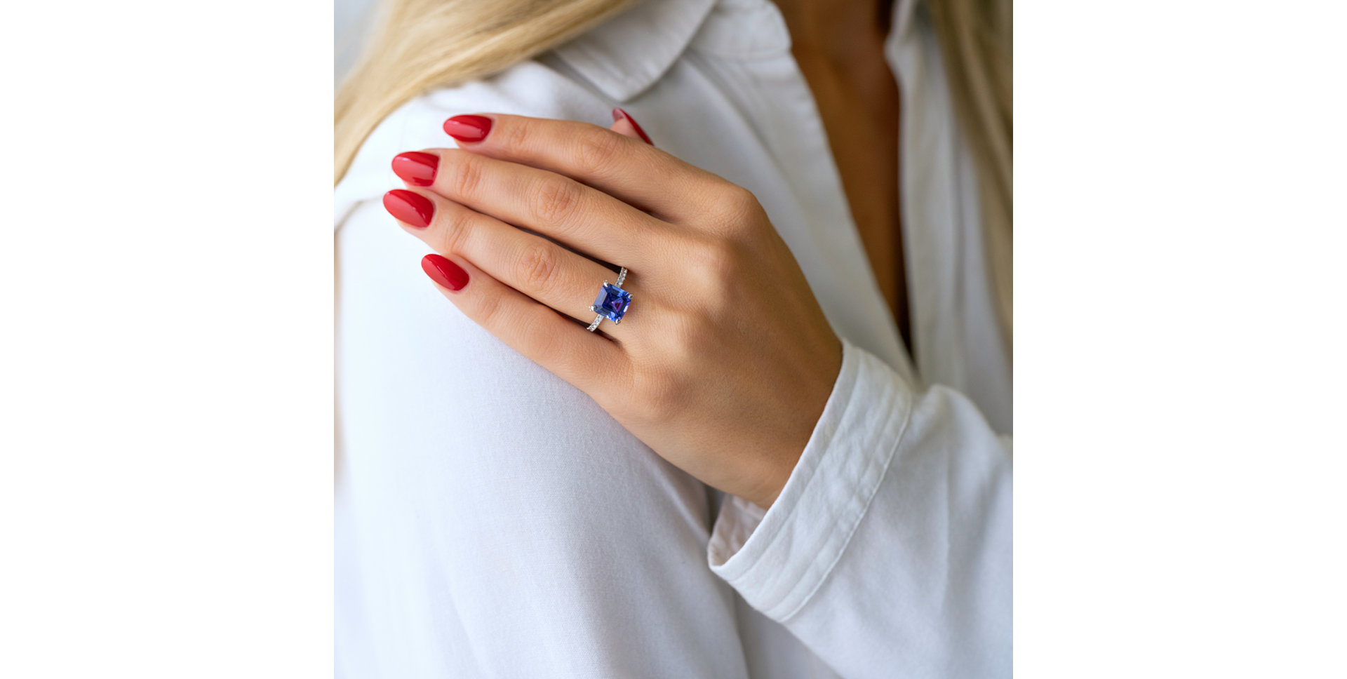 Prsteň s diamantmi a tanzanitom Elfredian