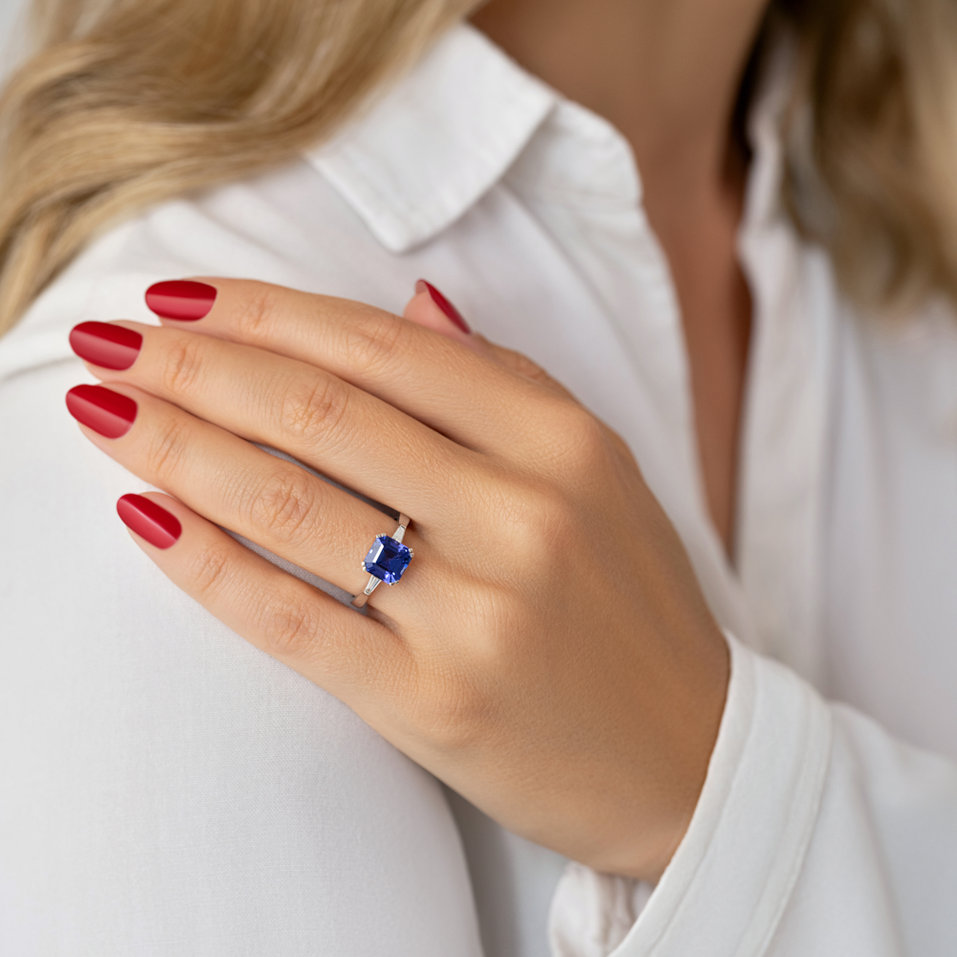 Prsteň s diamantmi a tanzanitom Wilfredian