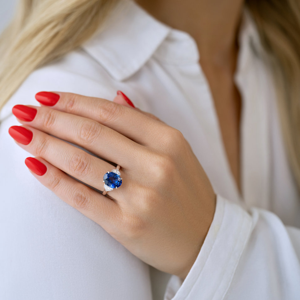 Prsteň s diamantmi a tanzanitom Dravyn