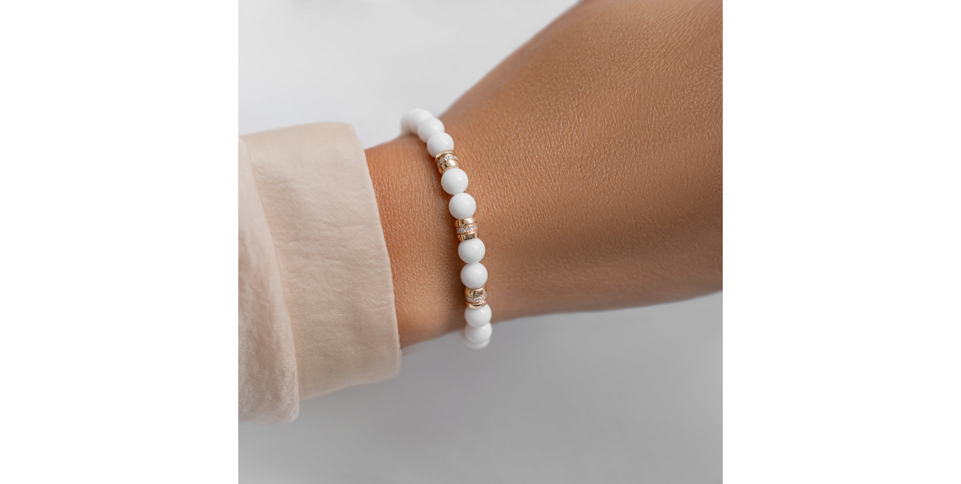 Náramok s diamantmi a achátmi White Mirage