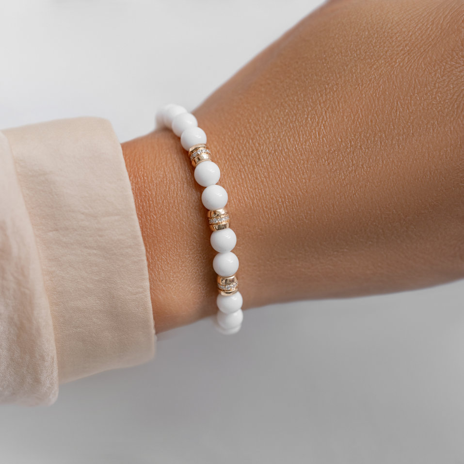 Náramok s diamantmi a achátmi White Mirage