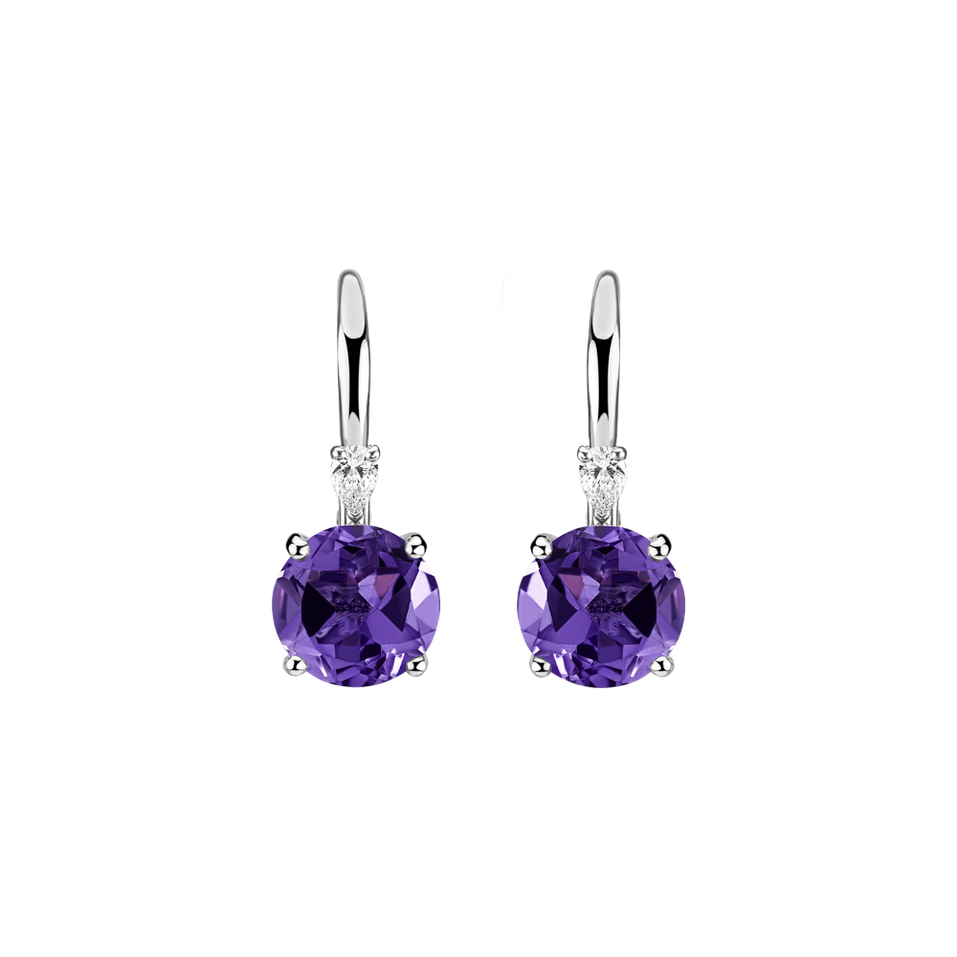 Náušnice s diamantom a ametystom Noctir