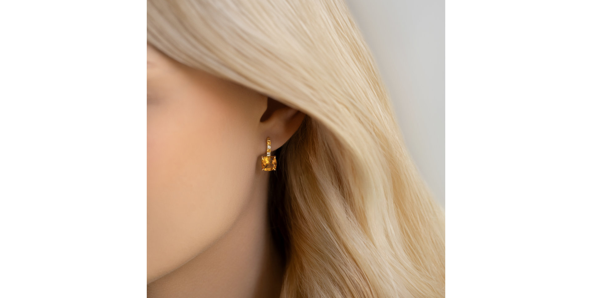 Náušnice s diamantmi a citrínom Imelda