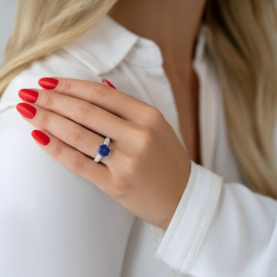 Prsteň s diamantmi a tanzanitom Adorned Soul