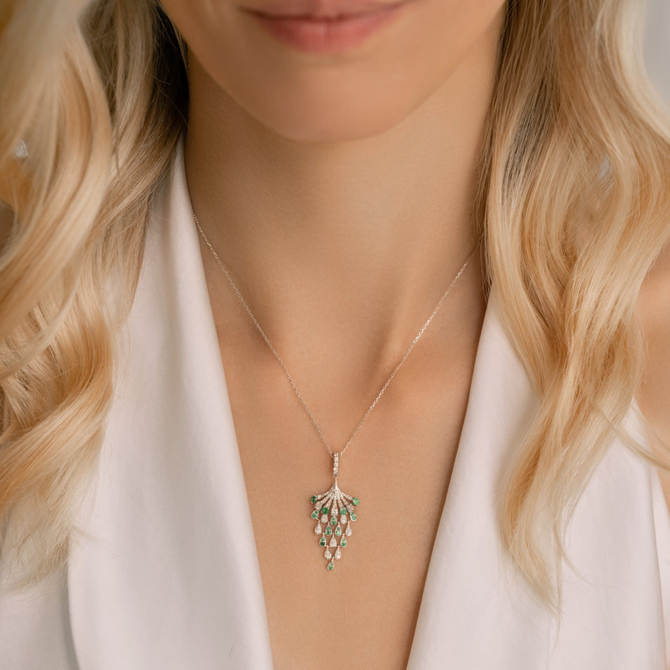 Přívěsok s diamantmi a smaragdmi Royal Mesh