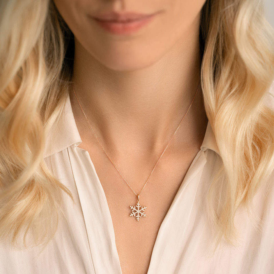 Přívěsok s diamantmi Pink Snowflake