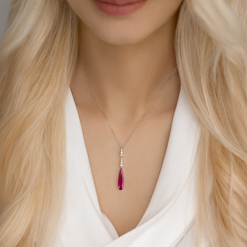 Přívěsok s turmalinom a diamantmi Bloody Tear