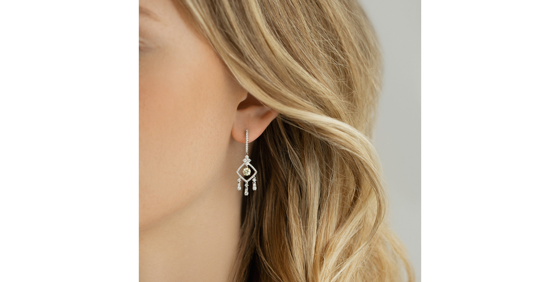 Náušnice s bielymi a žltými diamantmi Sasha