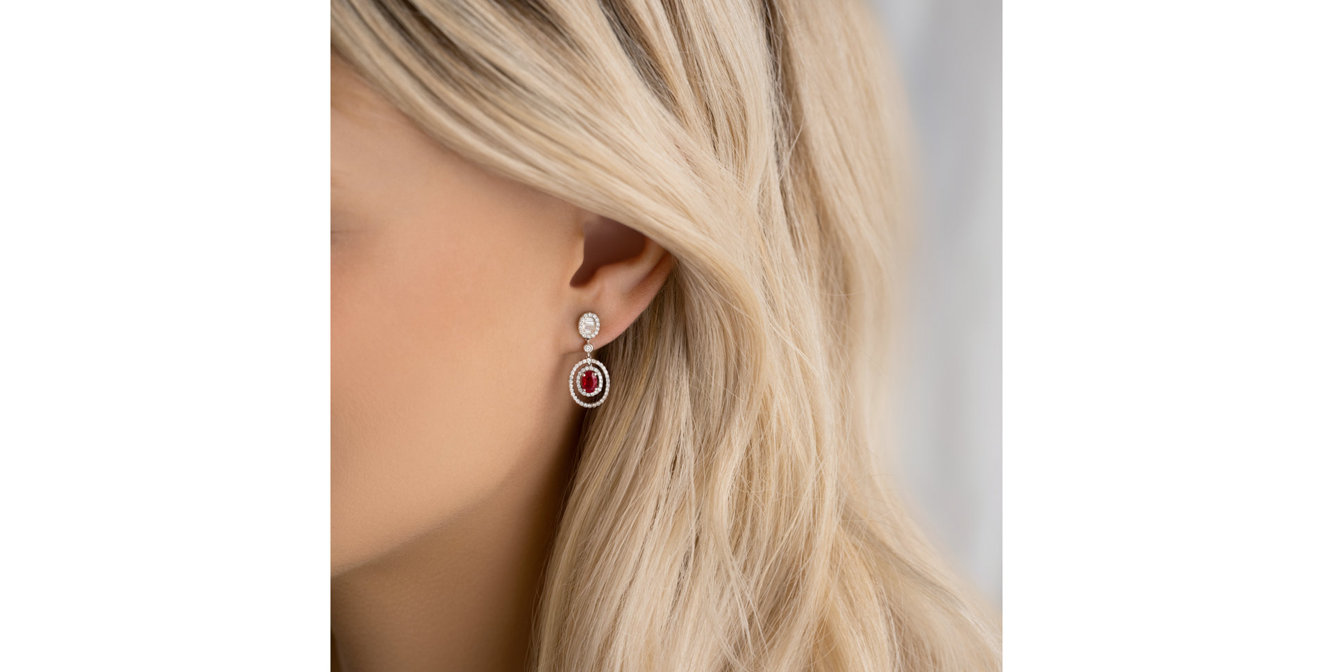 Náušnice s rubínom a diamantmi Tiger Eye