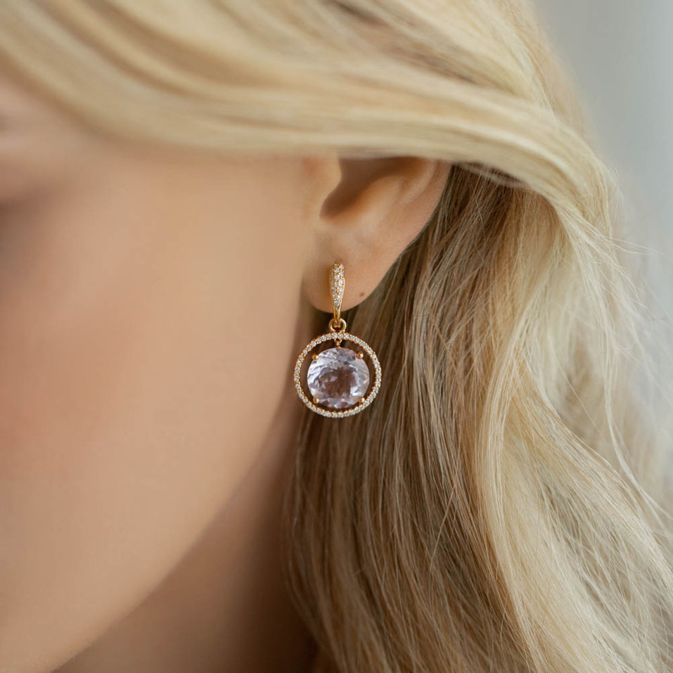 Náušnice s ametystom diamantmi Sissi