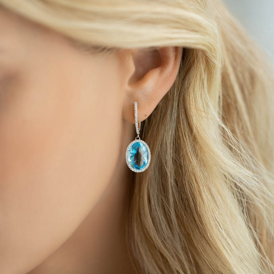 Náušnice s topásom a diamantmi Manon