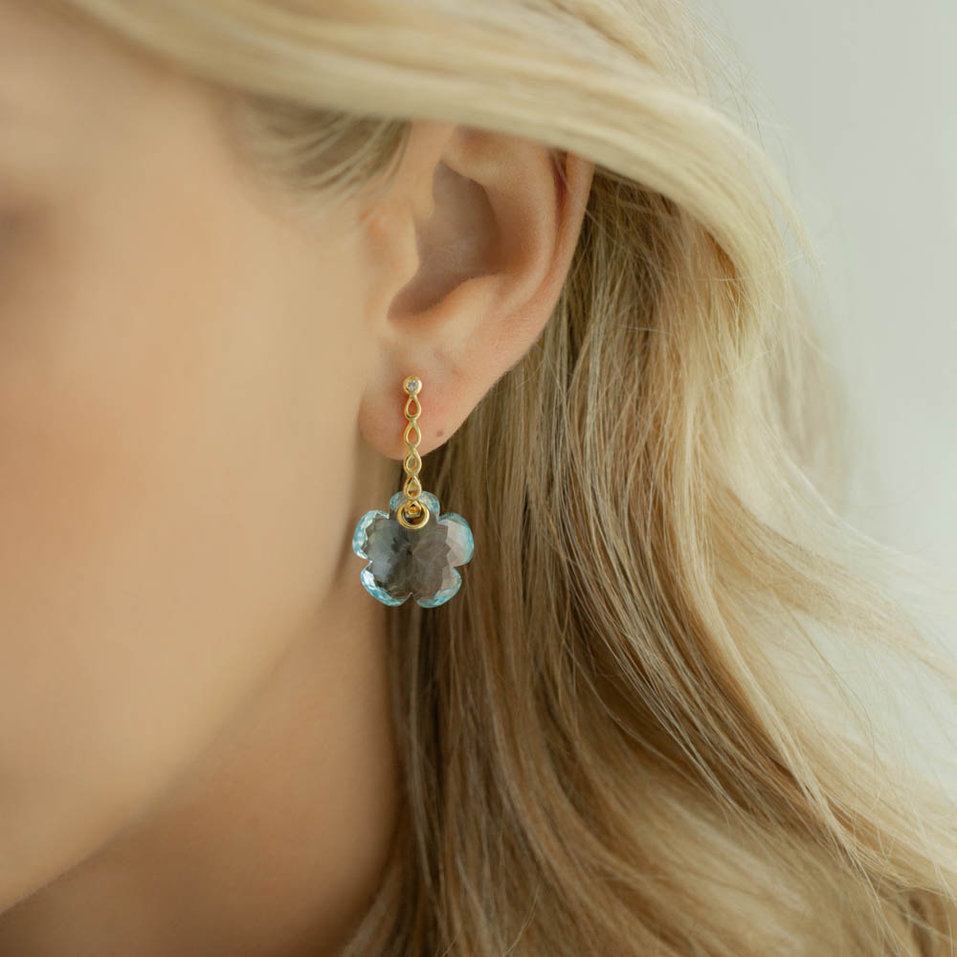 Náušnice s topásom a diamantmi Happy Daisy