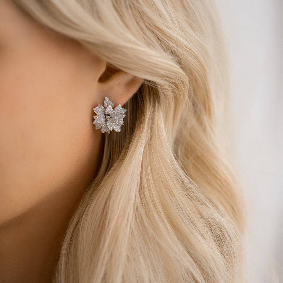 Náušnice s hnedými diamantmi Celestial Rose