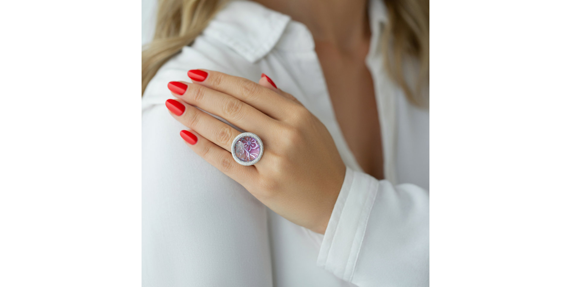 Prsteň s ametystom a diamantmi Beloved