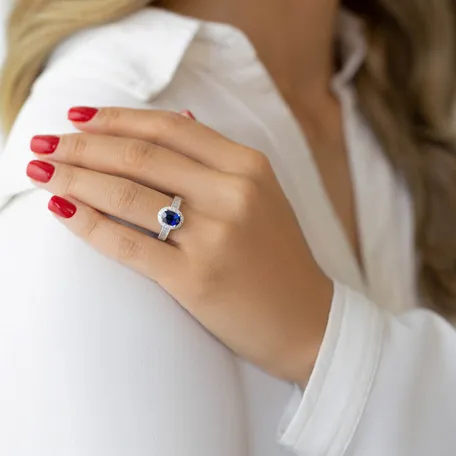 Prsteň s zafírom a diamantmi Exclusive women