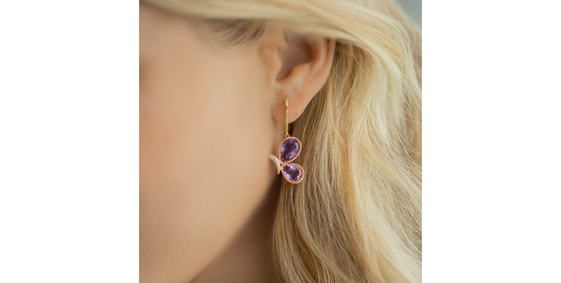 Náušnice s diamantmi a topásmi Wings of the Sky