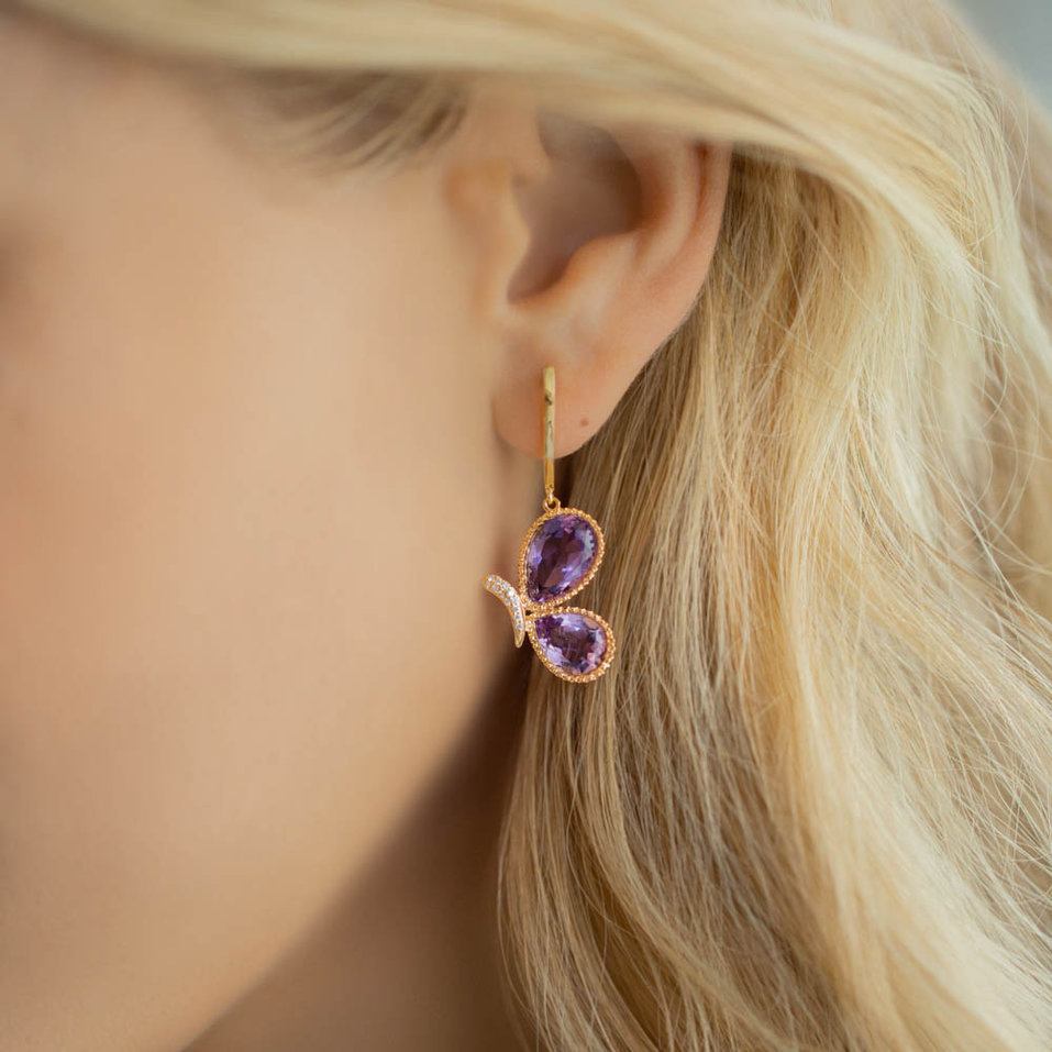 Náušnice s diamantmi a topásmi Wings of the Sky