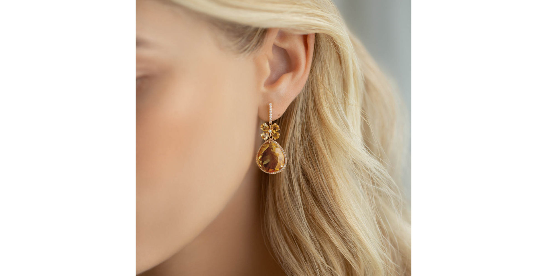 Náušnice s citrínom a diamantmi Freida
