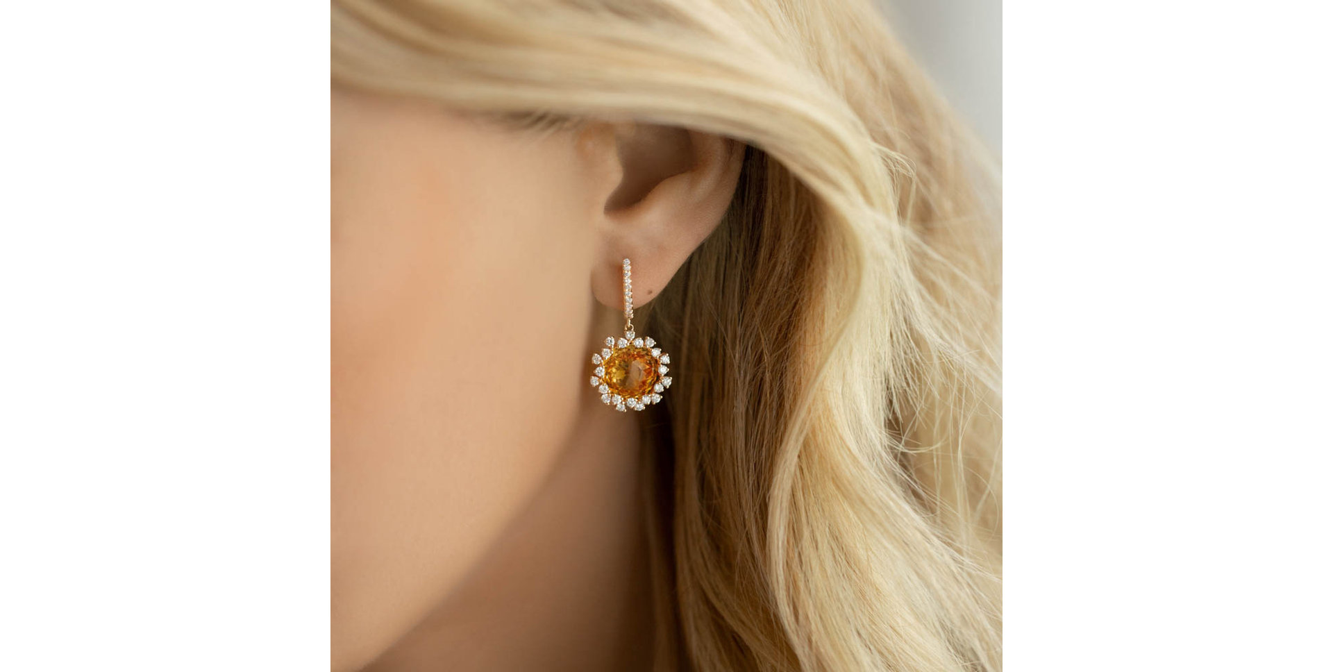 Náušnice s citrínom a diamantmi Vera