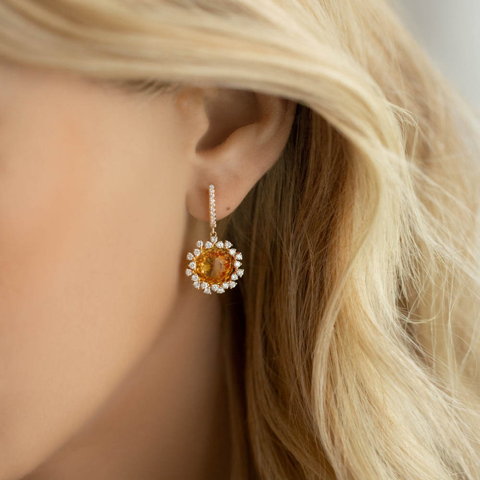 Náušnice s citrínom a diamantmi Vera