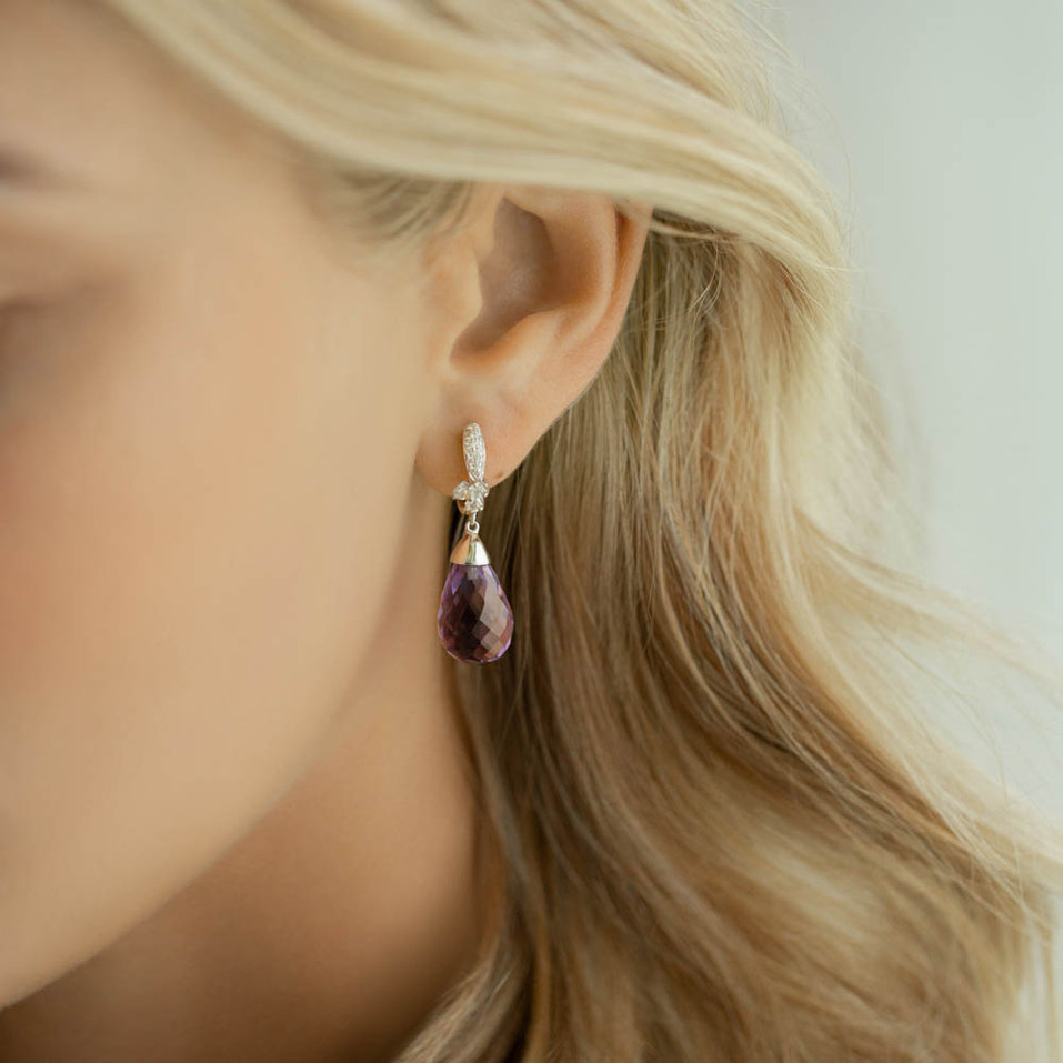 Náušnice s ametystom diamantmi Nena