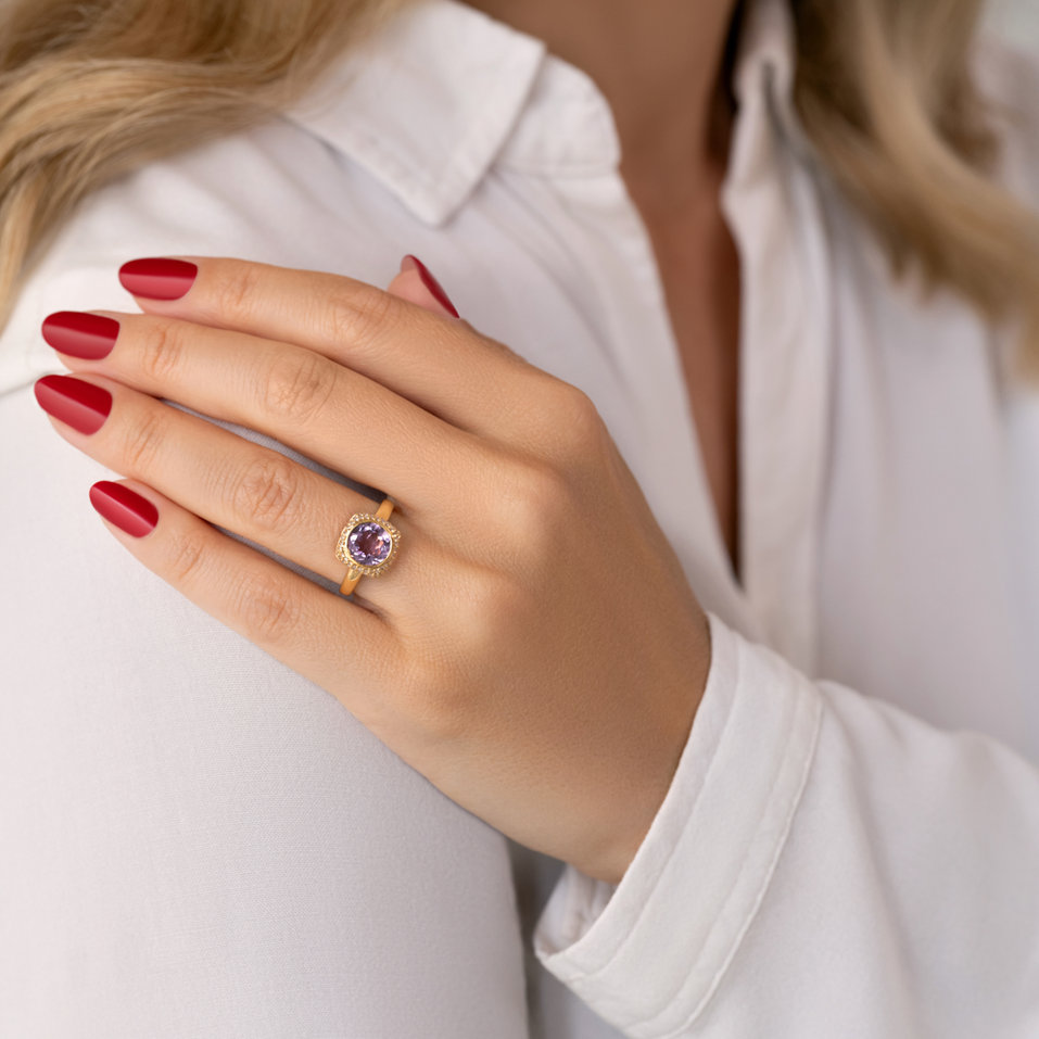Prsteň s ametystom a diamantmi Démoniste