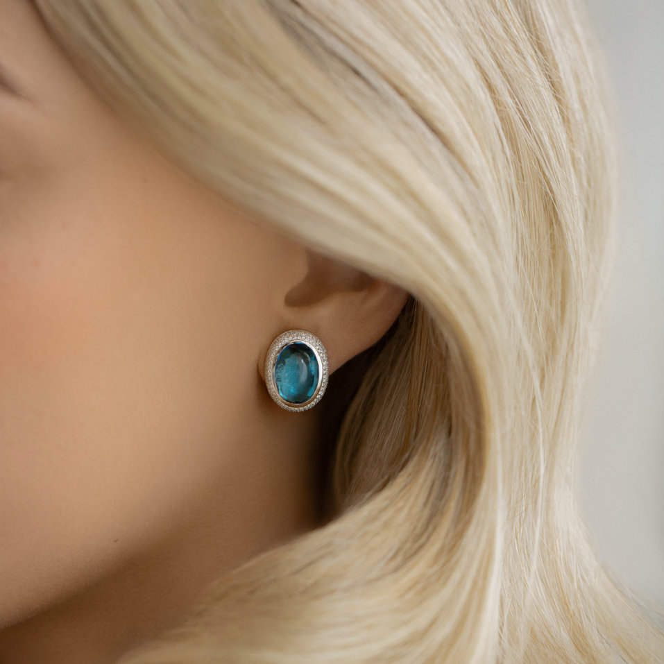 Náušnice s topásom a diamantmi Lullabic Melody