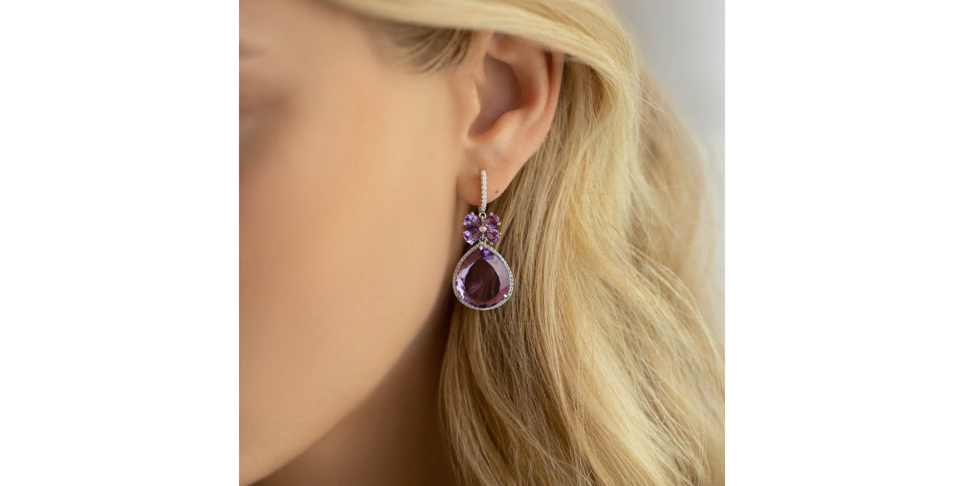 Náušnice s ametystom diamantmi Freida