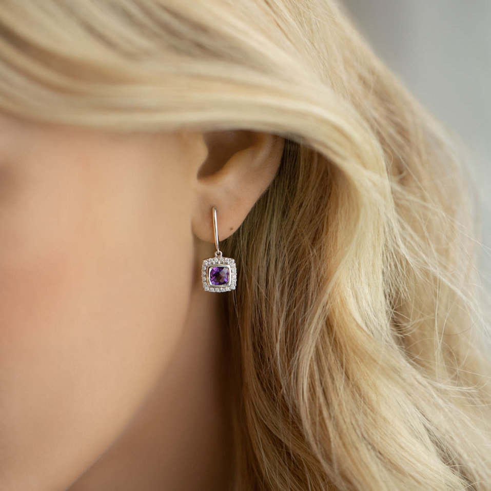 Náušnice s ametystom diamantmi Morcant