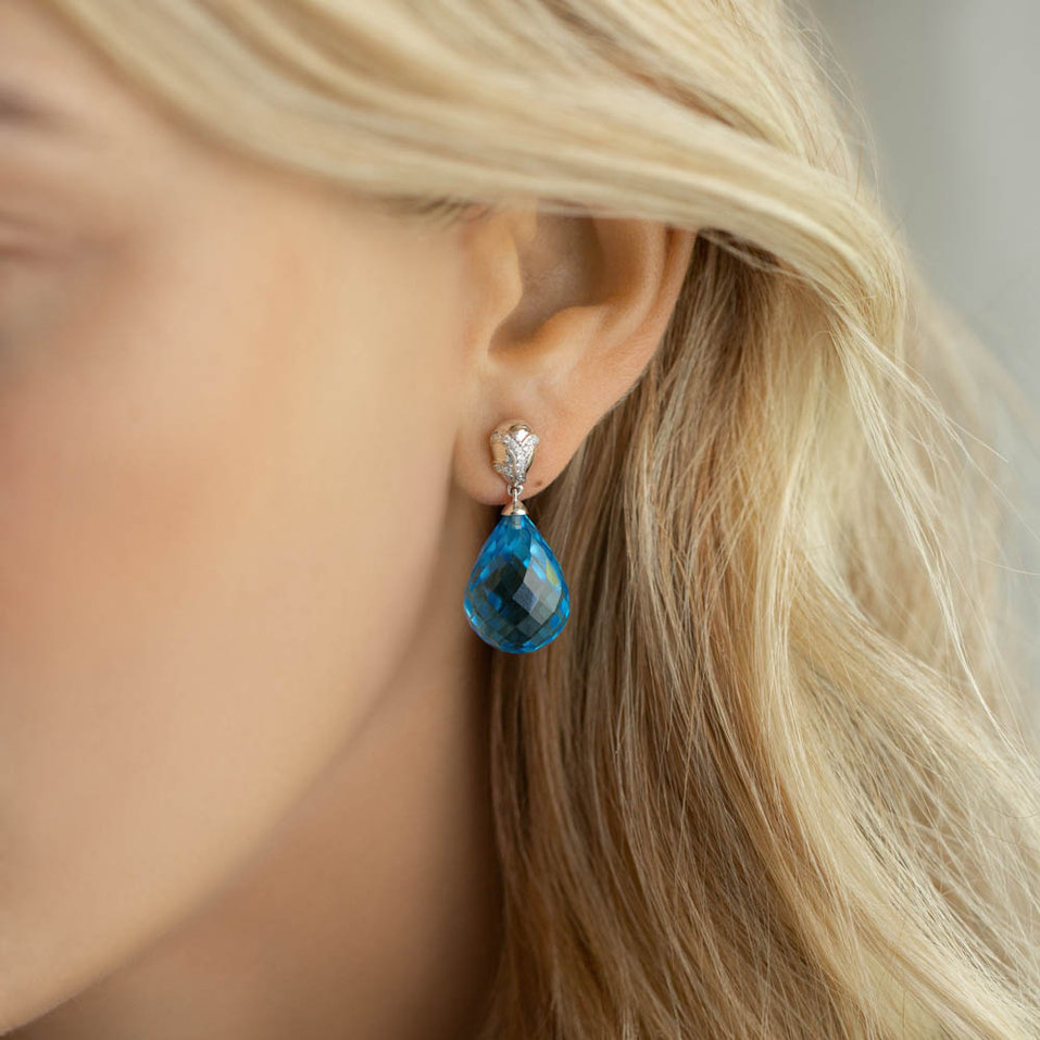 Náušnice s topásom a diamantmi Hanlerore