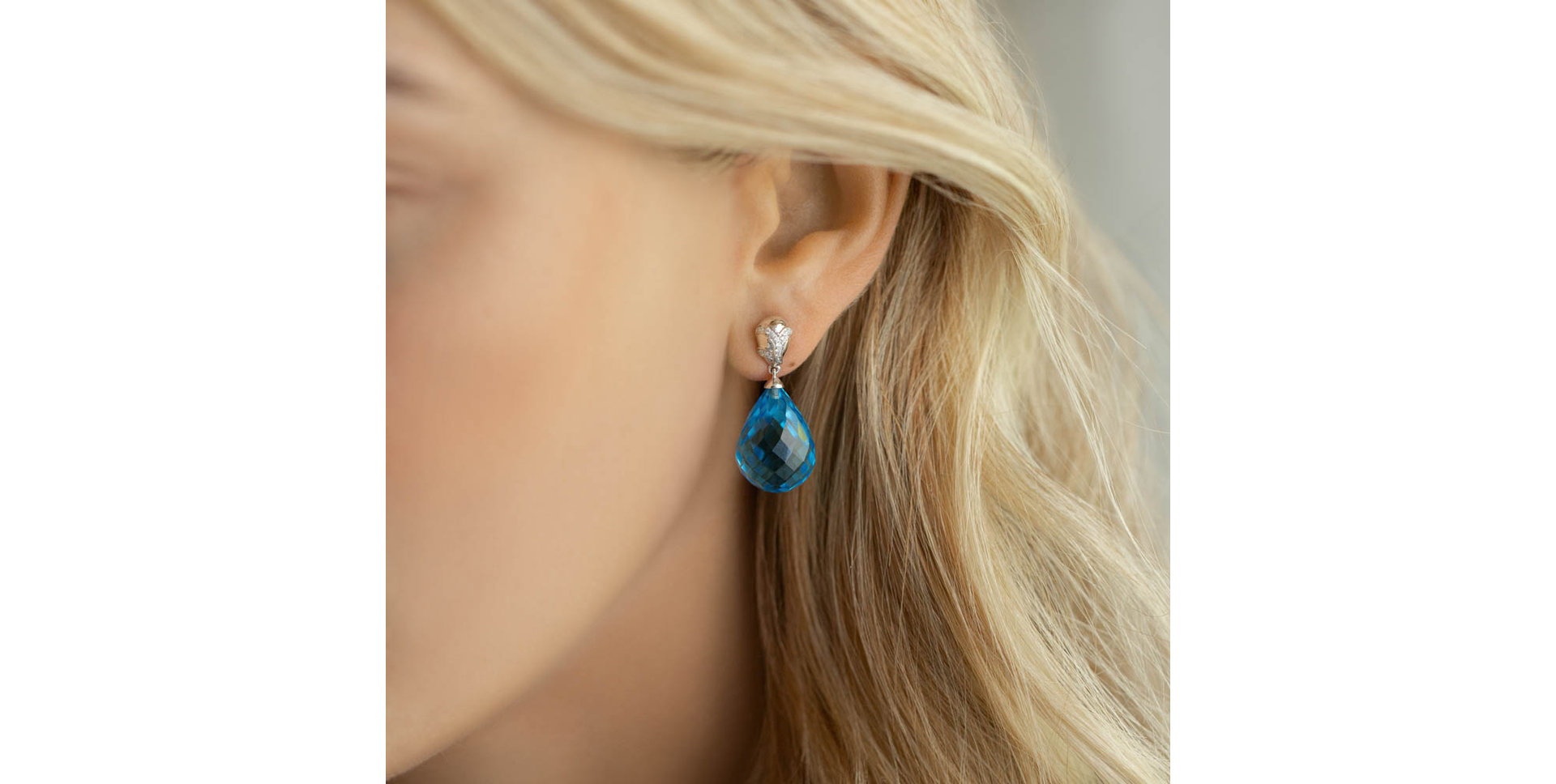 Náušnice s topásom a diamantmi Hanlerore