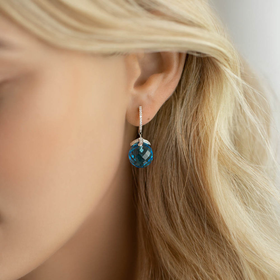 Náušnice s topásom a diamantmi Wing Relaxation