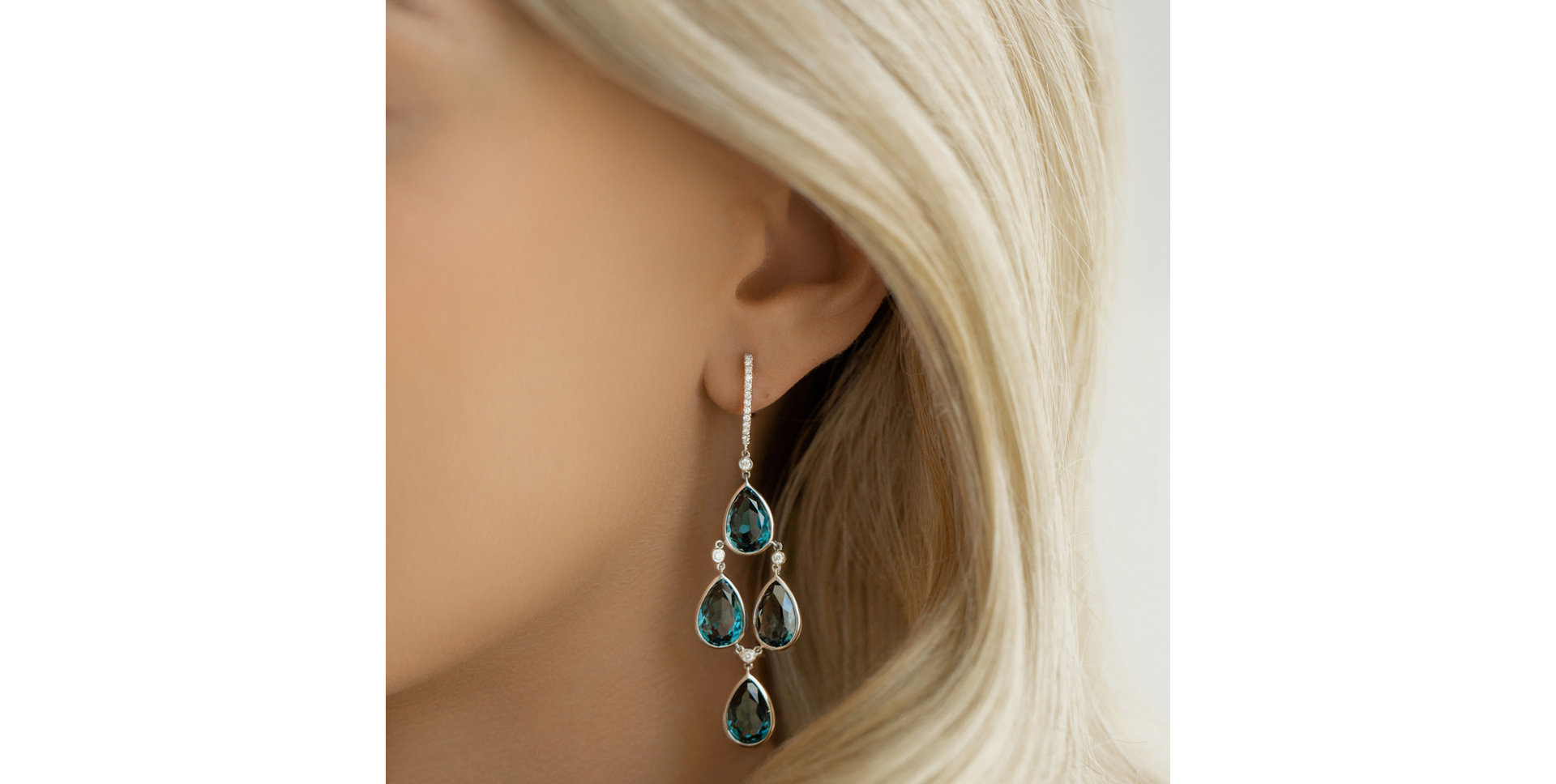 Náušnice s topásom a diamantmi Dita