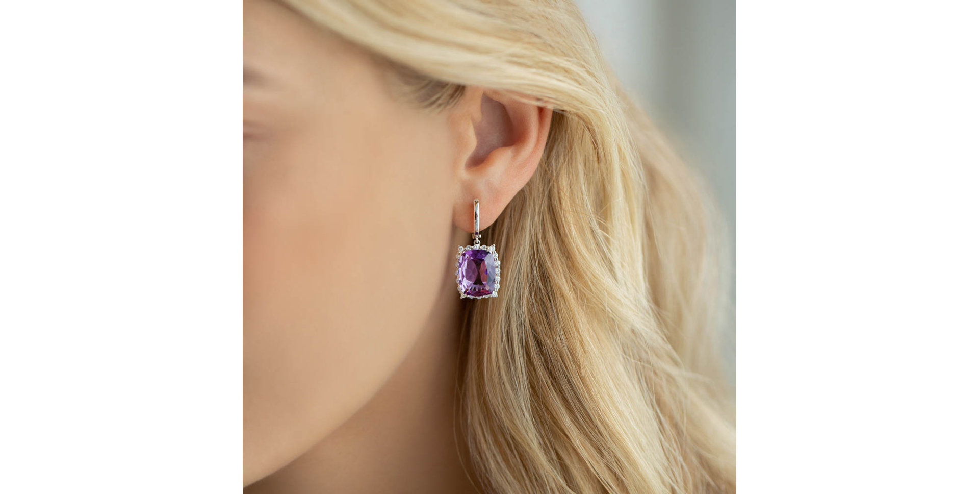Náušnice s ametystom diamantmi Hawthorn