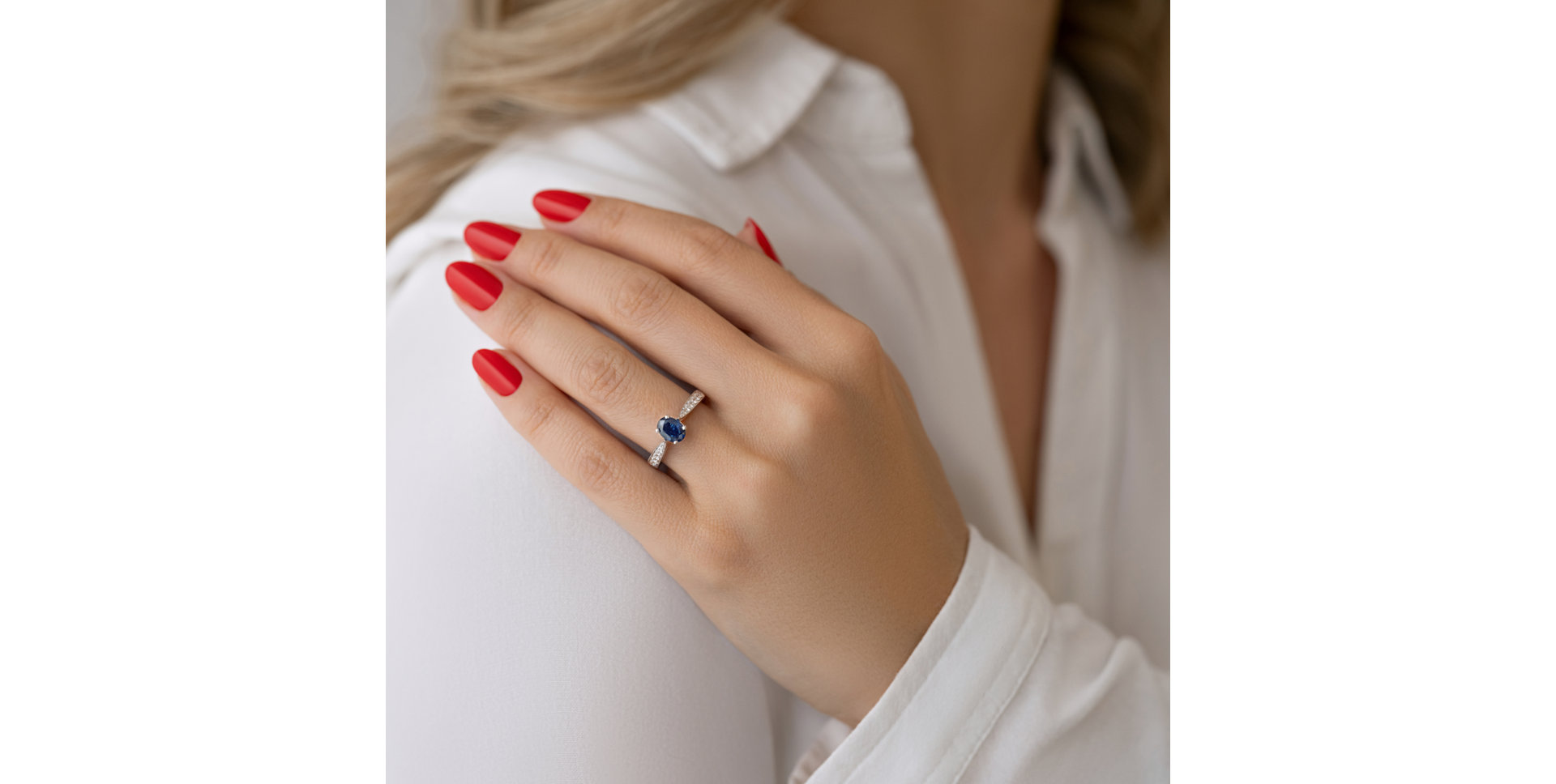 Prsteň s zafírom a diamantmi Night Lady