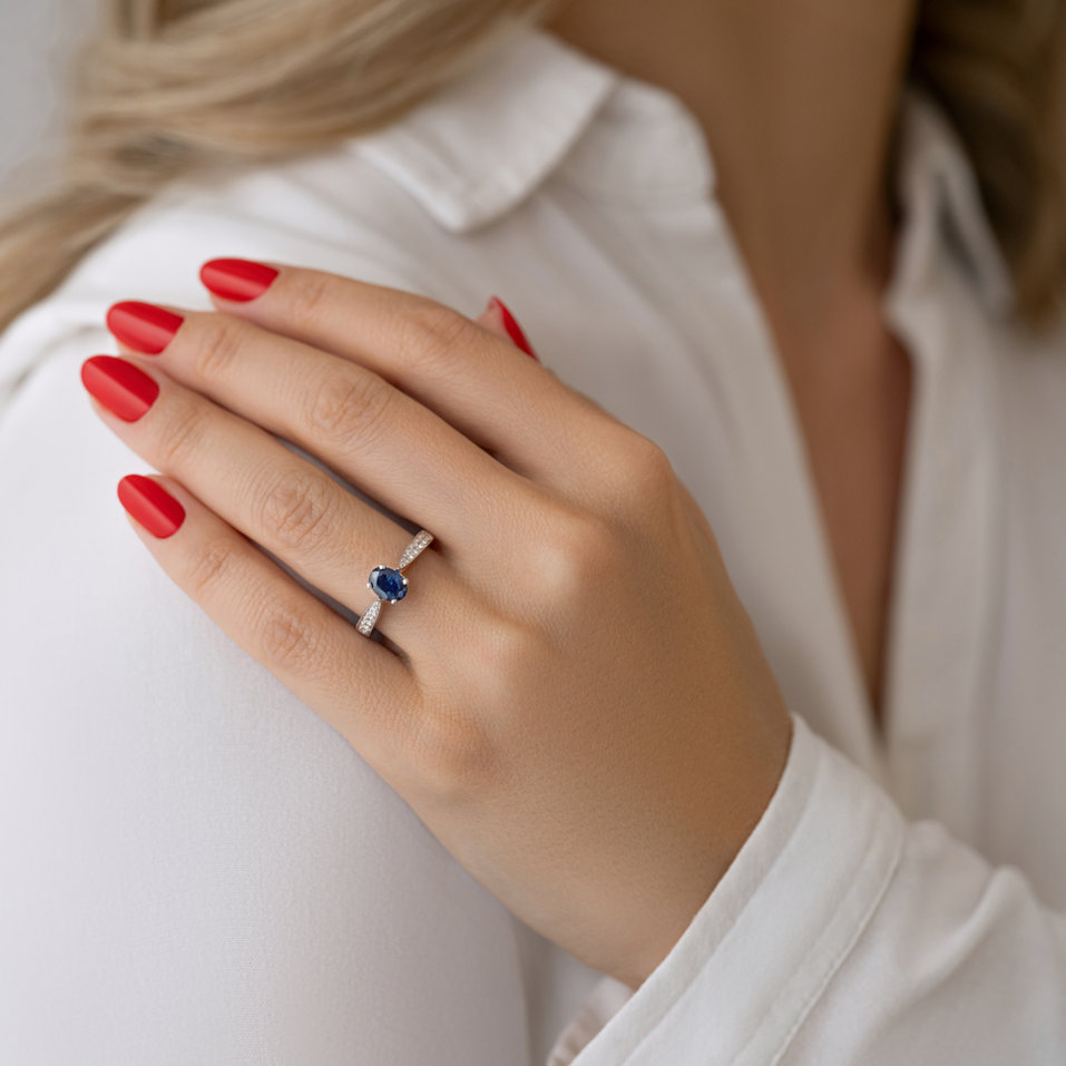 Prsteň s zafírom a diamantmi Night Lady