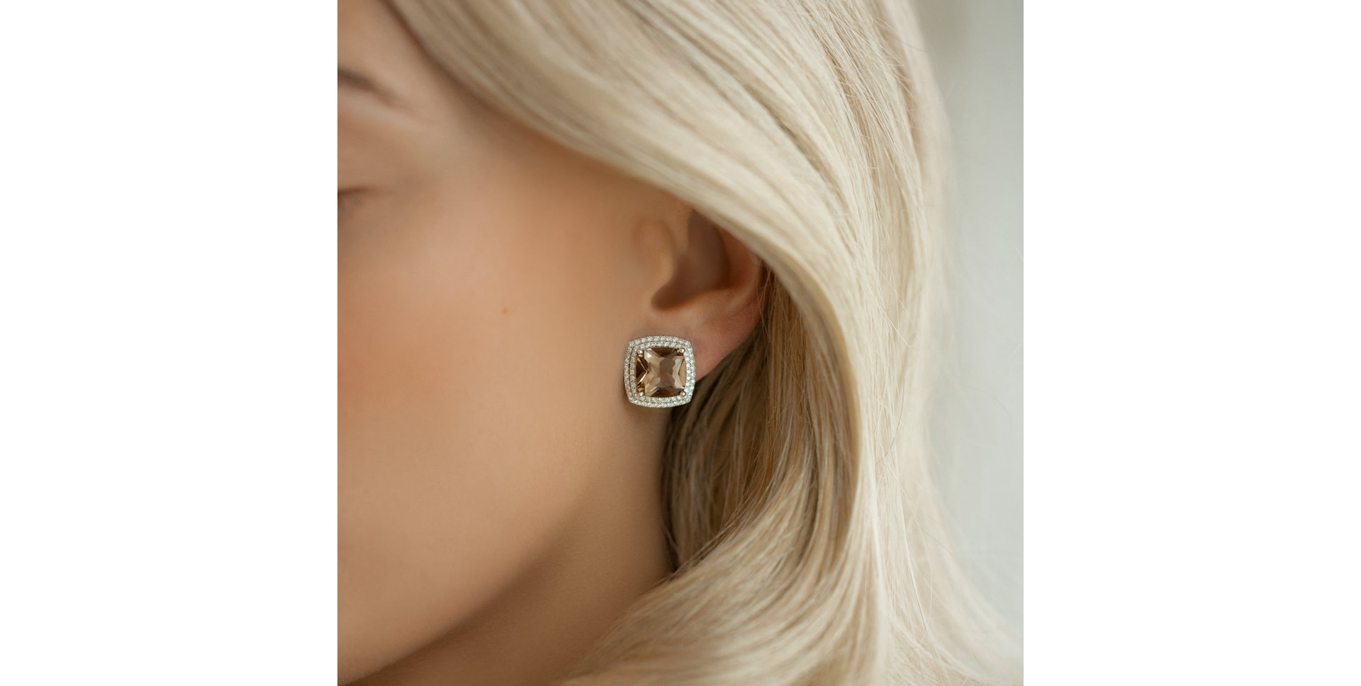 Náušnice s quartzom a diamantmi Xavius