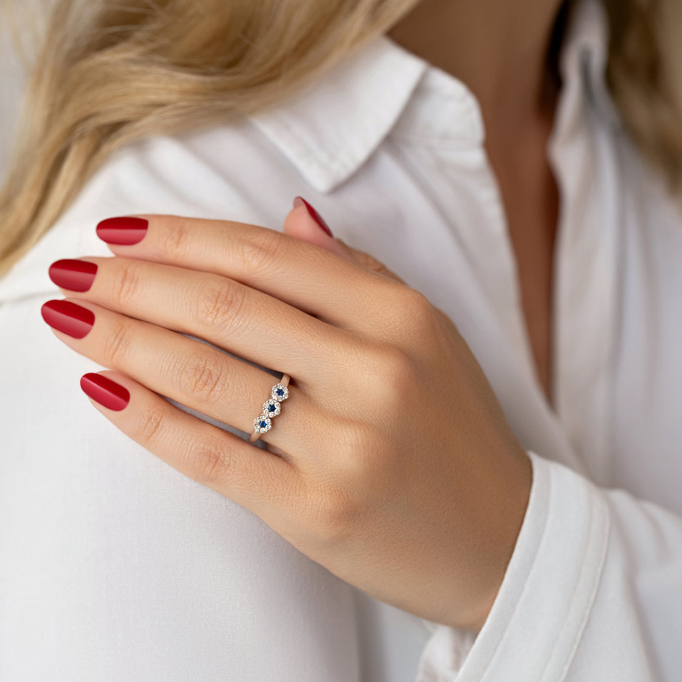 Prsteň s diamantmi a zafírmi Forget Me Not