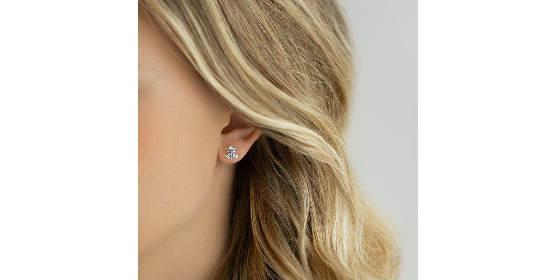 Náušnice s diamantmi, zafírmi a rubínmi Happy Frog