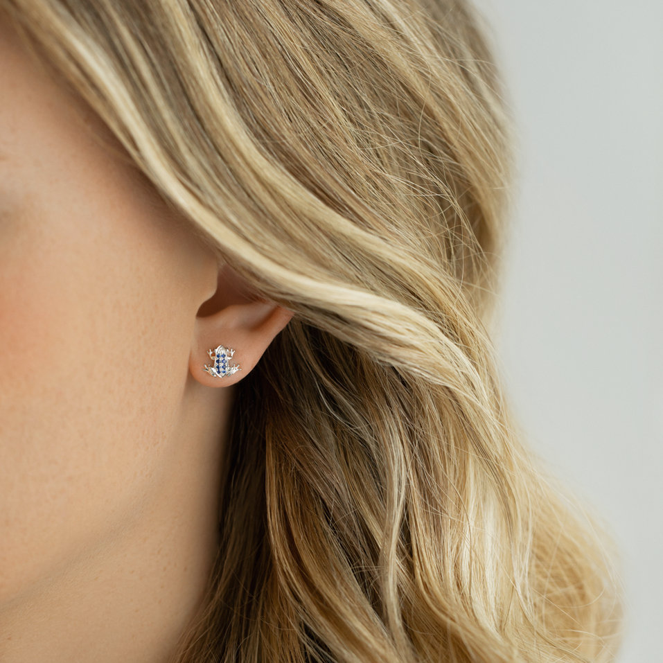 Náušnice s diamantmi, zafírmi a rubínmi Happy Frog