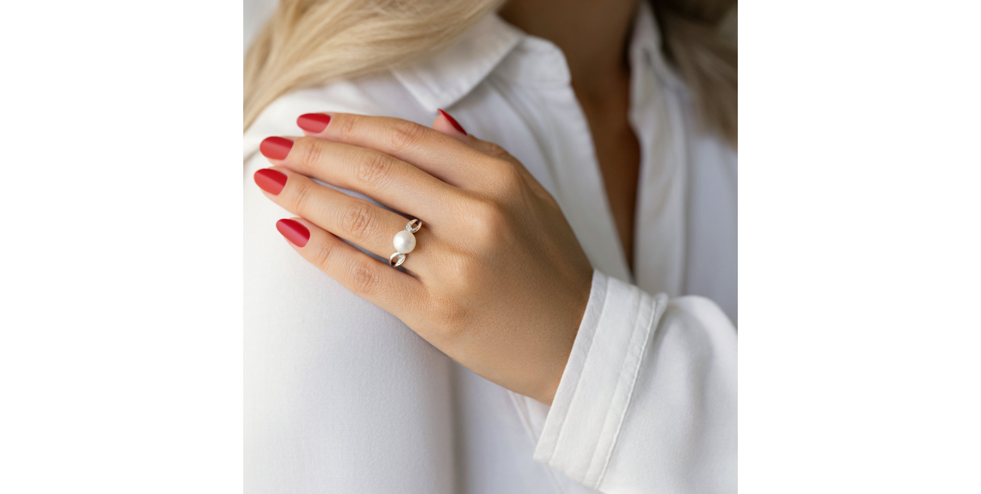 Prsteň s perlou a diamantmi Oceans Light