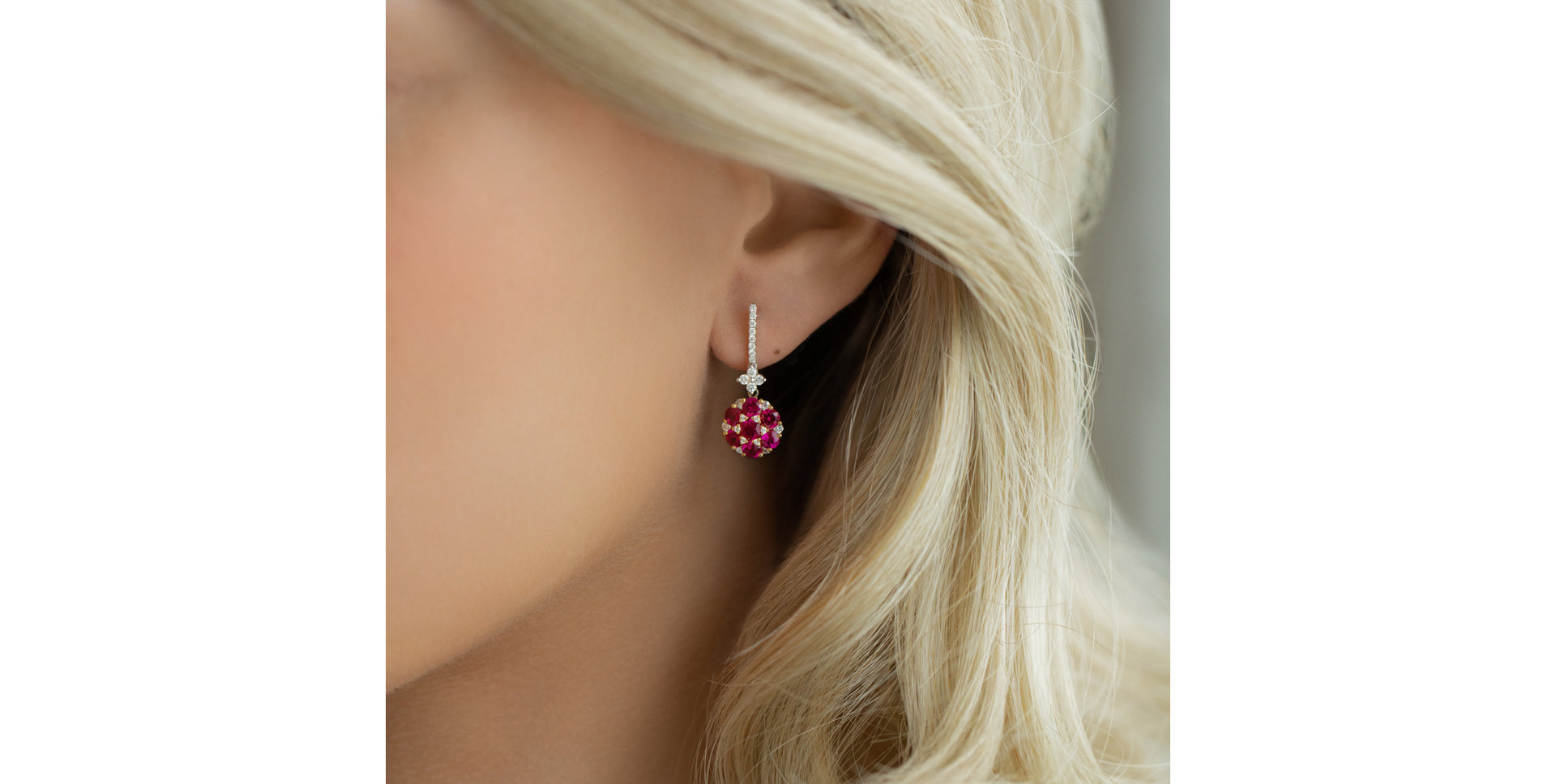 Náušnice s diamantmi a rubínmi Latonya