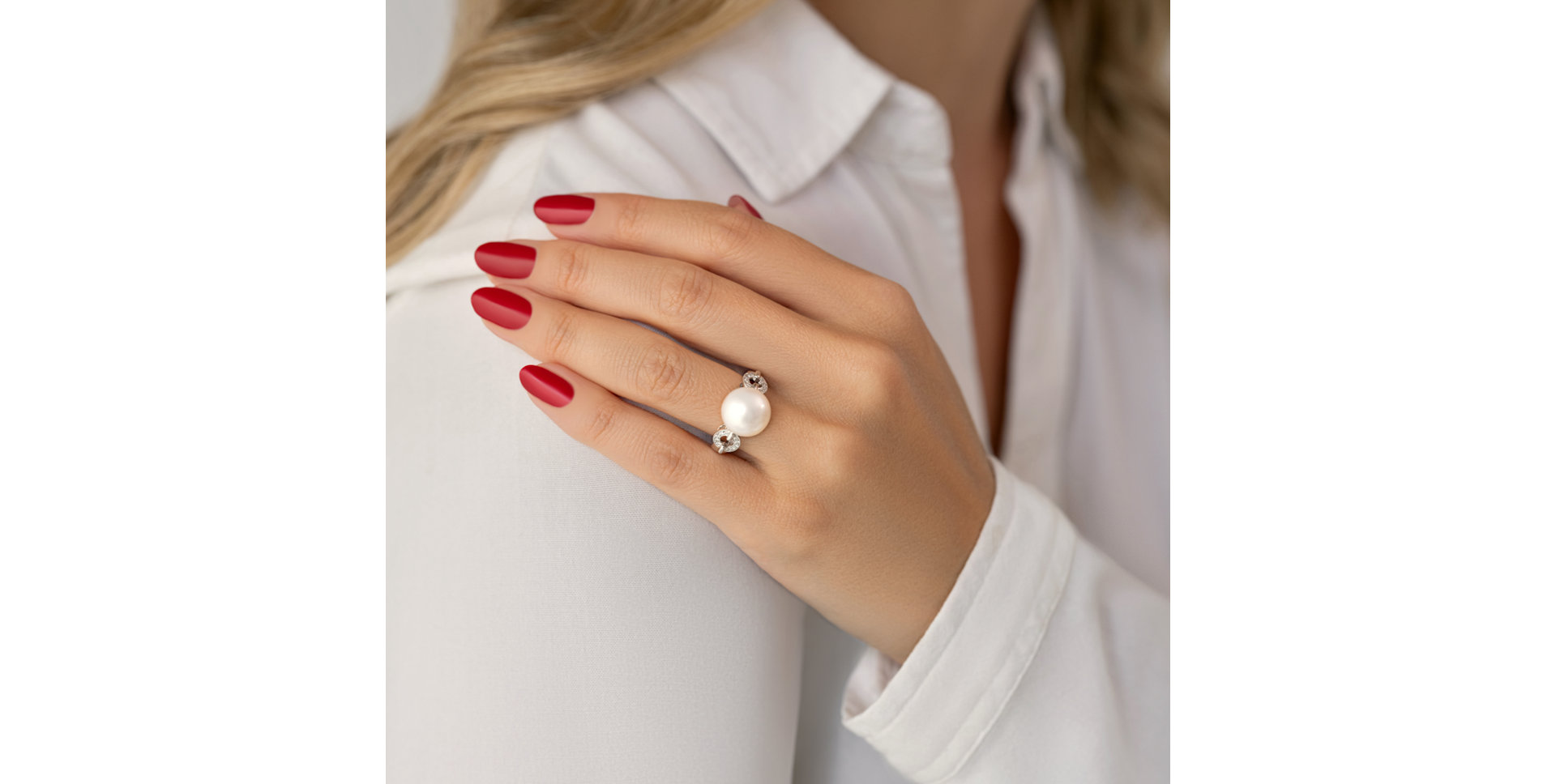 Prsteň s perlou a diamantmi Sea Whisper