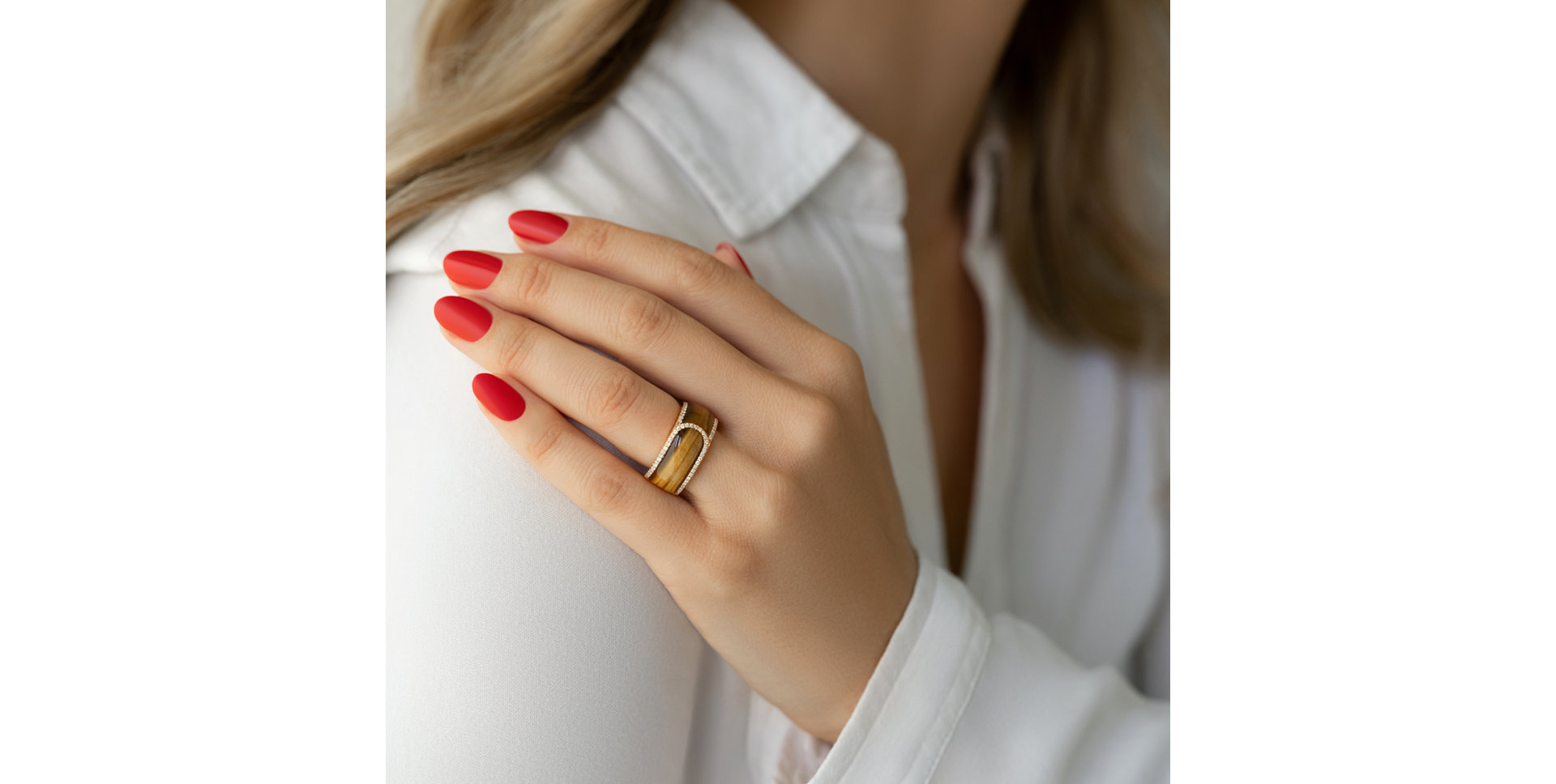 Prsteň s tygrím okom a diamantmi Imogen