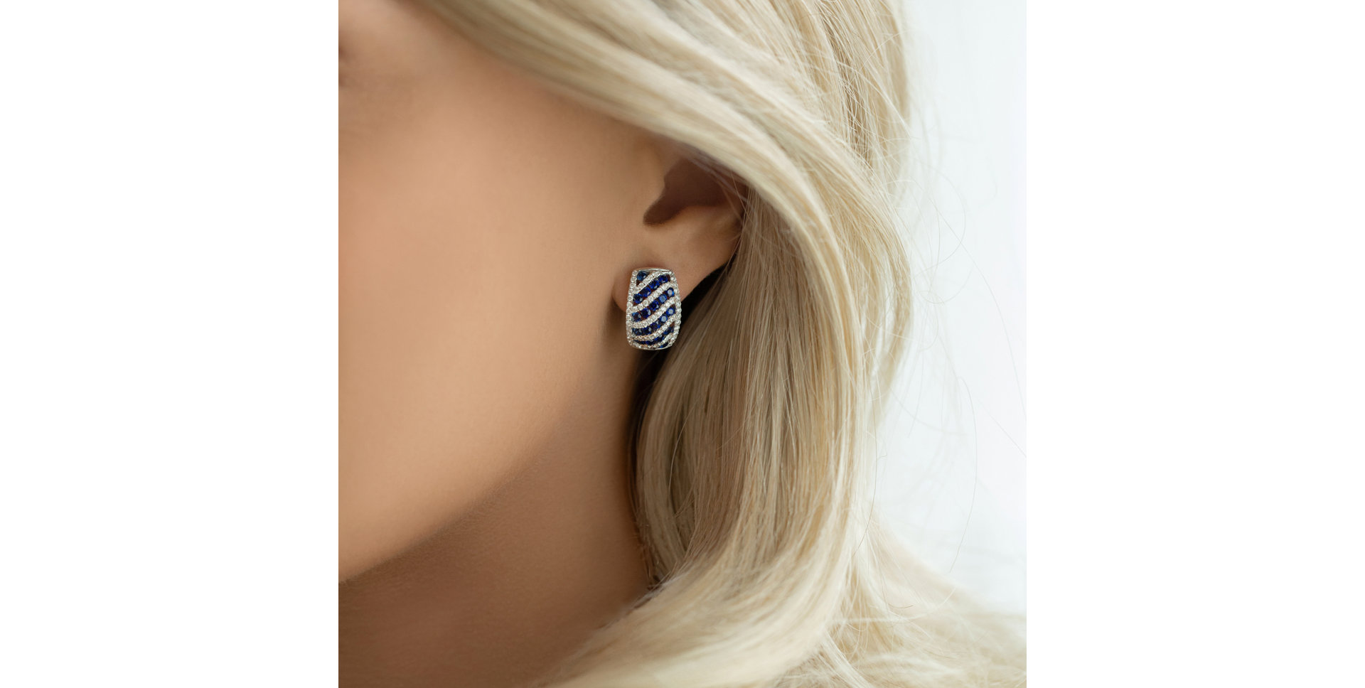 Náušnice s diamantmi a zafírmi Cassia