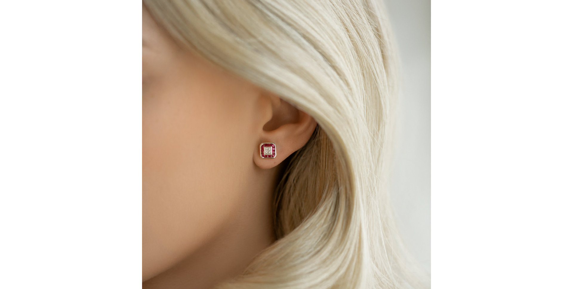 Náušnice s diamantmi a rubínmi Dabria