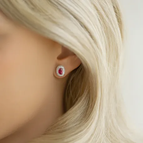Náušnice s zafírom a diamantmi Romance Queen