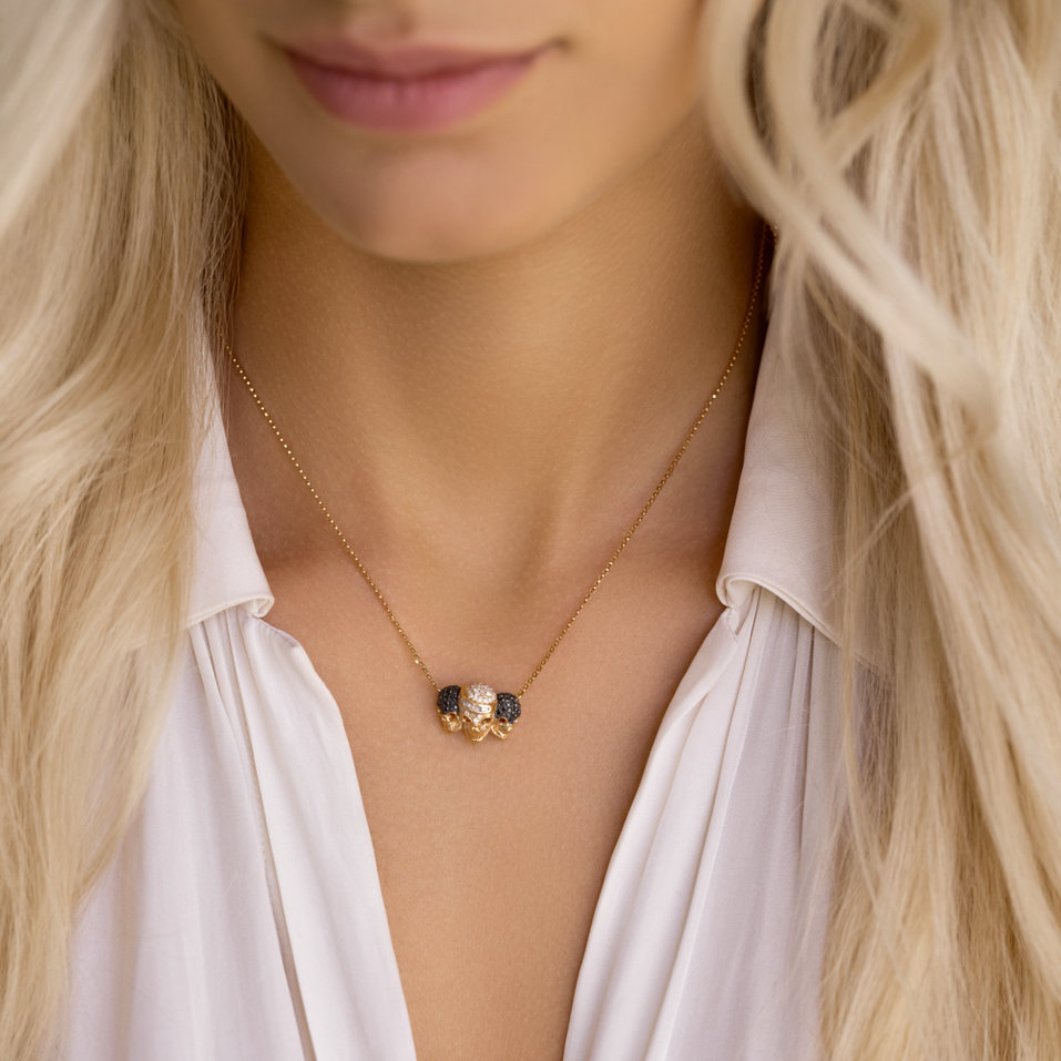 Náhrdelník s bielymi a čiernymi diamantmi Deadly Shadows