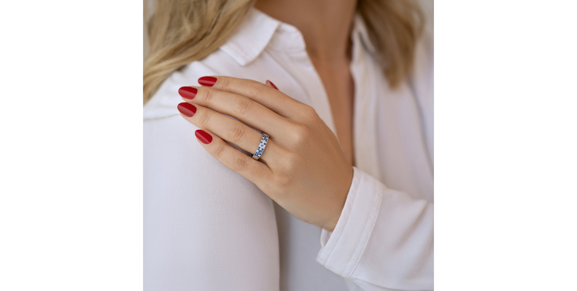 Prsteň s diamantmi a zafírmi Blue Sky