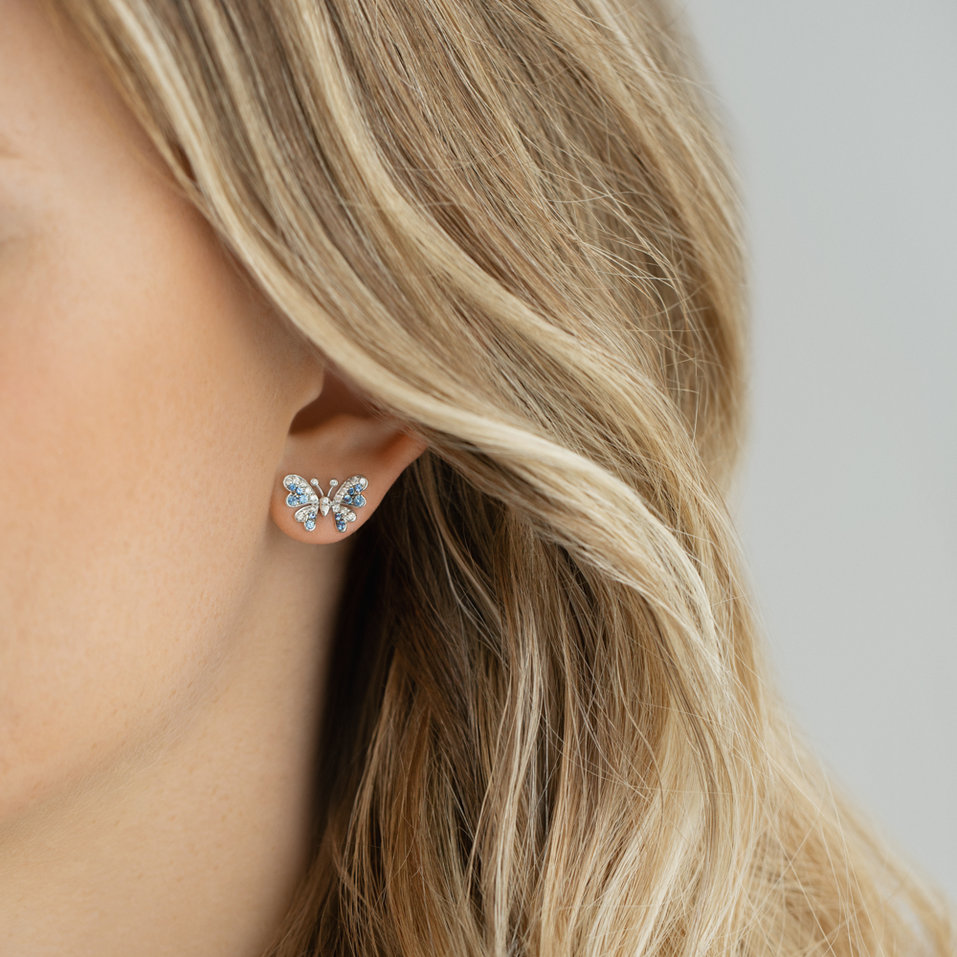 Náušnice s diamantmi a zafírmi Heaven Butterflies